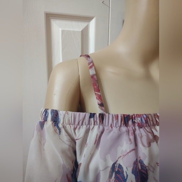 As u wish women's size medium long sleeve open shoulder dress floral southern - Picture 5 of 9